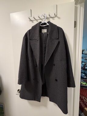 Frank & Oak Gray Houndstooth Pea Coat